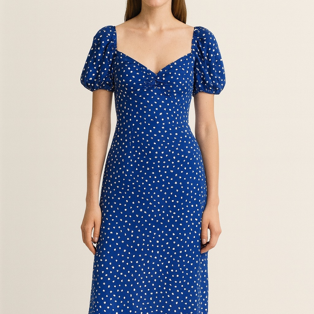 Zara Vibrant Blue Dress with White Dots